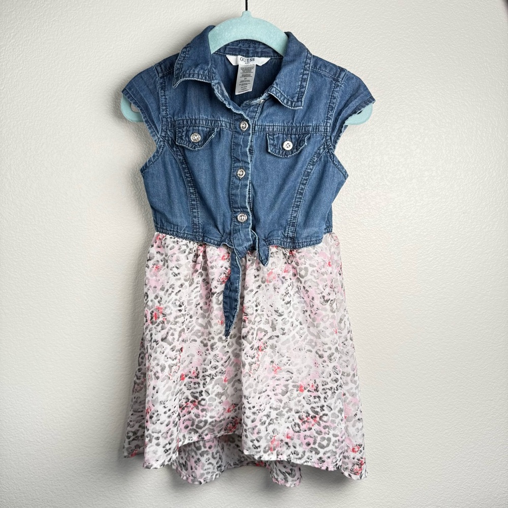 Guess Denim Chiffon Little Girls Dress 3T